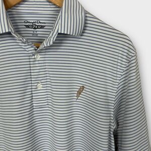 Straight‎ Down $110 Del Mar Carolina Striped Golf Polo Shirt Small Blue White